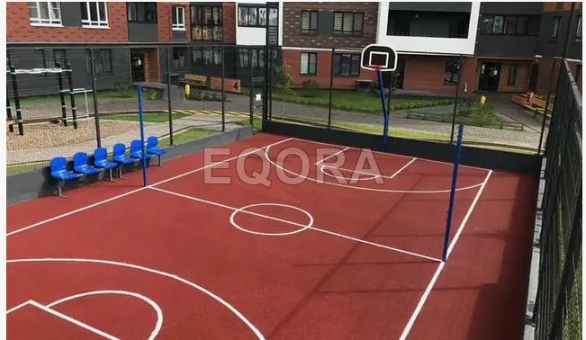 Бесшовное покрытие из резиновой крошки для баскетбольной площадки в Щучье