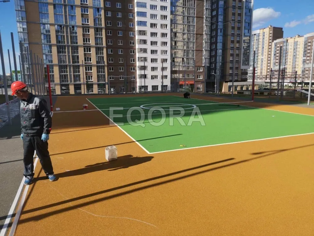 Из чего состоит бесшовное резиновое покрытие в Щучье?